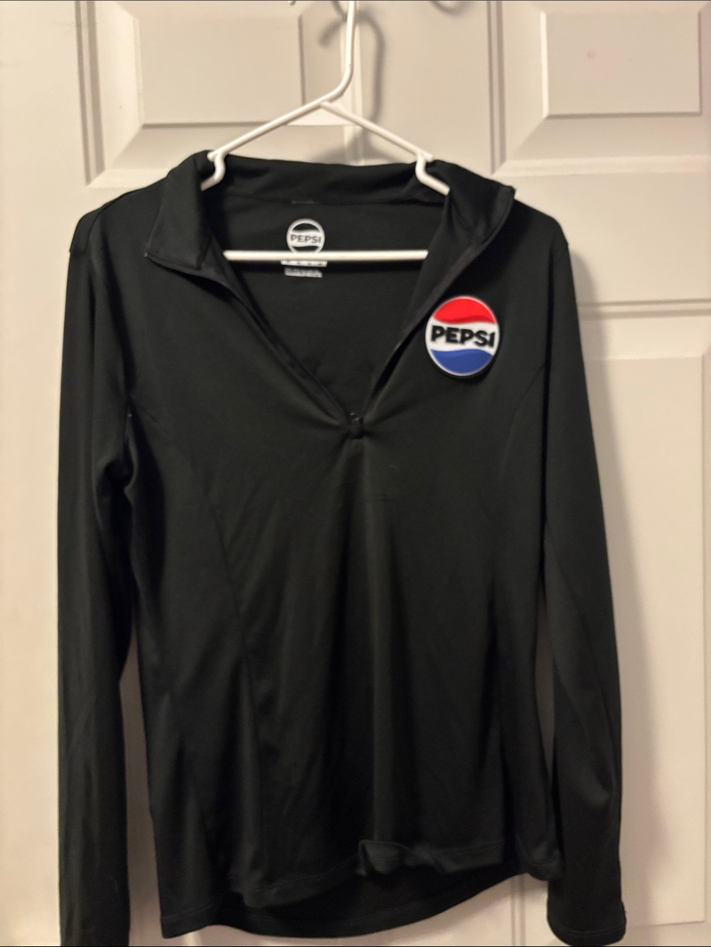 Pepsi Black Long-Sleeve Half-Zip Pullover with Logo Patch